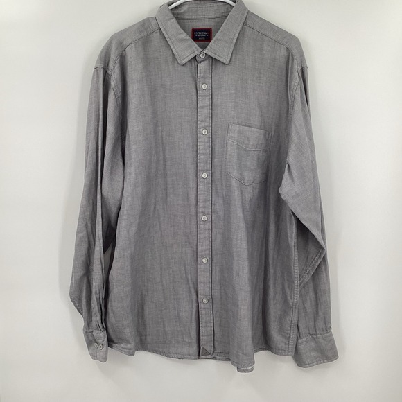 Mens UNTUCKit Valaedige Cotton Button Front Shirt XXL Gray - Picture 2 of 6